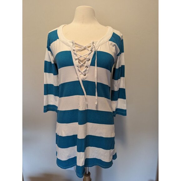 Tommy Bahama XS Striped 3/4 Sleeve Tunic Top Casual, nautical, beach - Picture 1 of 4